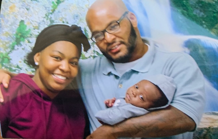 Khorry Ramey with her father, Kevin Johnson, and her son, Kiaus.