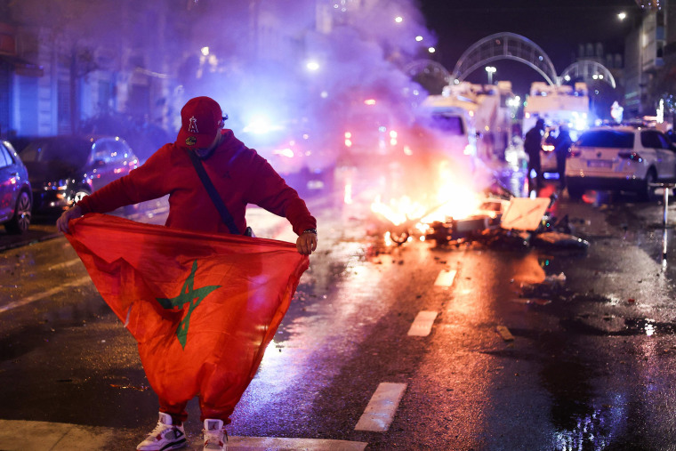 Riots broke out in Brussels after Belgium's shock defeat to Morocco.