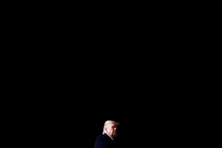 Donald Trump after speaking at a "Great American Comeback" rally at Bemidji Regional Airport in Bemidji, Minn. on Sept. 18, 2020. 