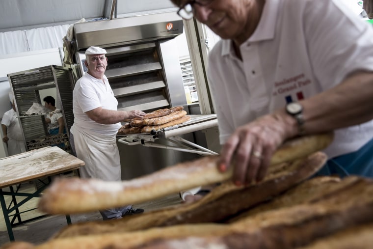 Baguettes at a bakery during the Fete du Pain, the annual Bread Fair ,on May 21, 2016, in Paris.