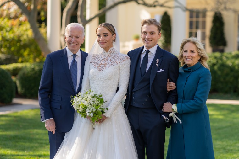 President Joe Biden and first lady Jill Biden at the wedding of Peter Neal and Naomi Biden Neal on Nov. 19, 2022, on the South Lawn. 