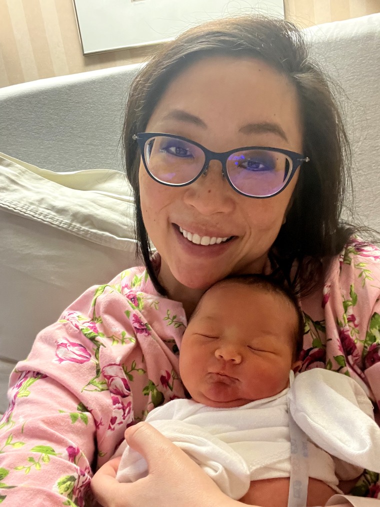 "Weeks before my due date, I laughed when sonograms showed her miniature Asian eyes, closed and smooshed against her hand," the author writes of her daughter.