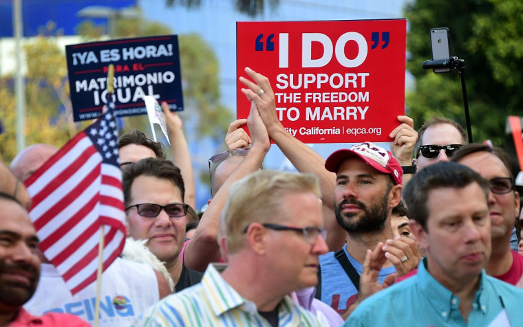 Una manifestación en West Hollywood, California, a favor del matrimonio igualitario el 26 de junio de 2015.