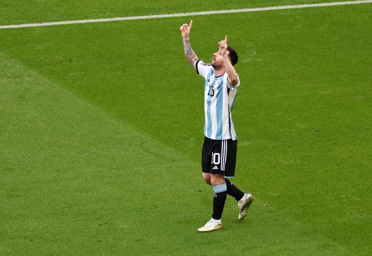 Messi celebra el tanto anotado frente a Arabia Saudí.