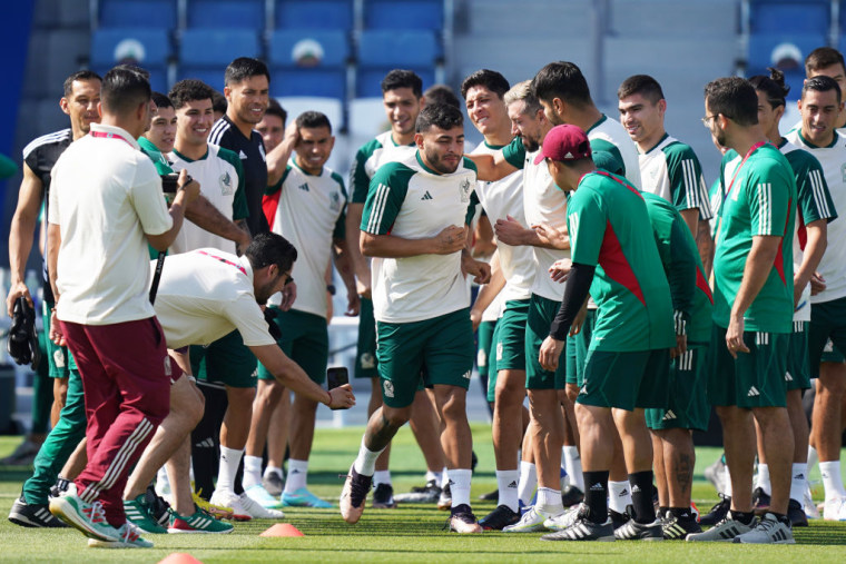 La selección de México durante un entreno, el 25 de noviembre de 2022 en Catar.