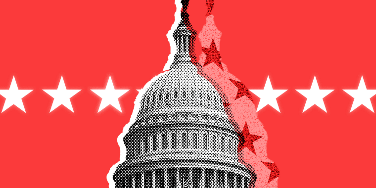 Photo Illustration: The U.S. Capitol against a red background