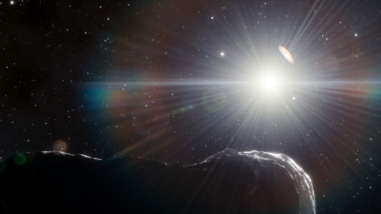 Esta ilustración representa un asteroide que orbita más cerca del sol que la órbita de la Tierra