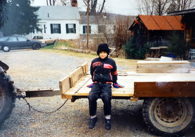 The writer's older son, Matthew, at the tree farm as a kid.