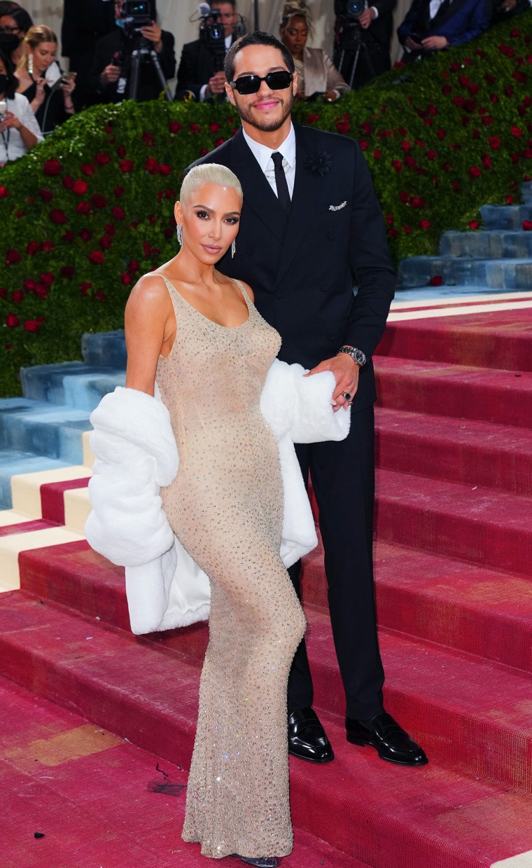 Kim Kardashian and Pete Davidson attend The 2022 Met Gala Celebrating "In America: An Anthology of Fashion" at The Metropolitan Museum of Art on May 2, 2022 in New York.