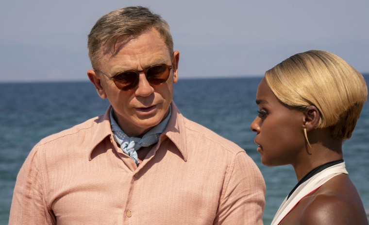 Daniel Craig as Detective Benoit Blanc and Janelle Monáe as Andi in "Glass Onion: A Knives Out Mystery."