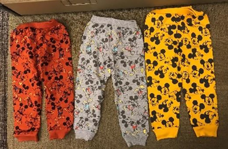 Items in the recall include Mickey Mouse printed pants and eight other Disney-themed children's clothing sets.