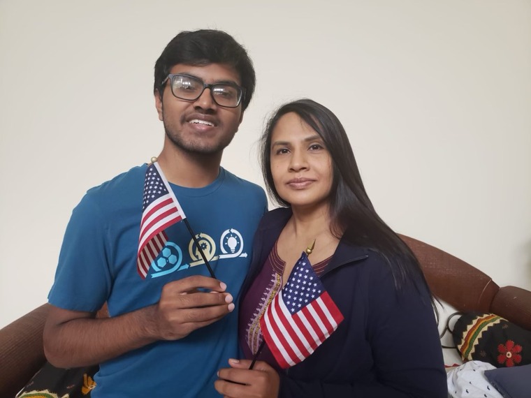 After becoming a citizen, Shyamala Keshamouni, with her son Abhi, cherishes the right to vote 