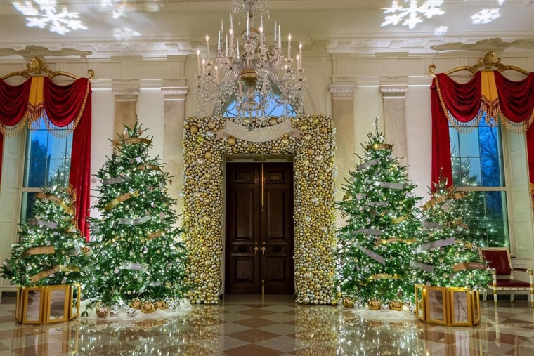 There are 77 Christmas trees throughout the White House in this year's decorations.
