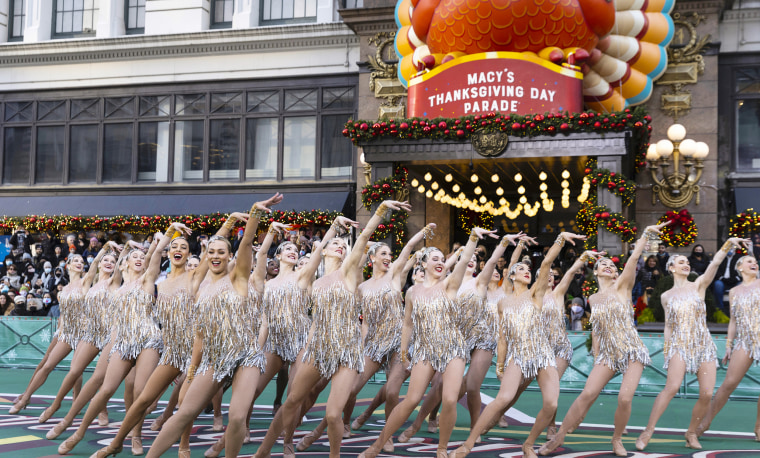 Radio City Rockettes at the 2021 Macy's Thanksgiving Day Parade in New York.