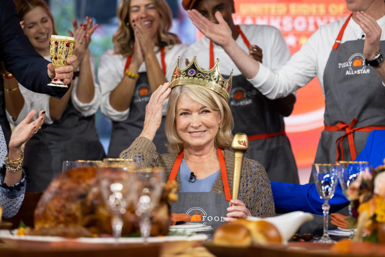 Martha Stewart being crowned queen of Thanksgiving in 2022.
