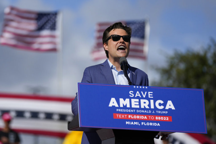 El representante Matt Gaetz en un evento electoral celebrado en el condado de Miami-Dade, el 6 de noviembre de 2022.