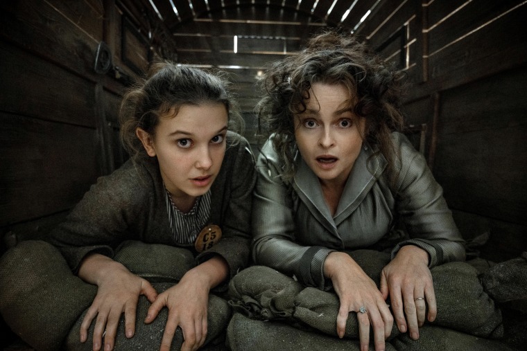 Millie Bobby Brown as Enola Holmes and Helena Bonham Carter as Eudoria Holmes