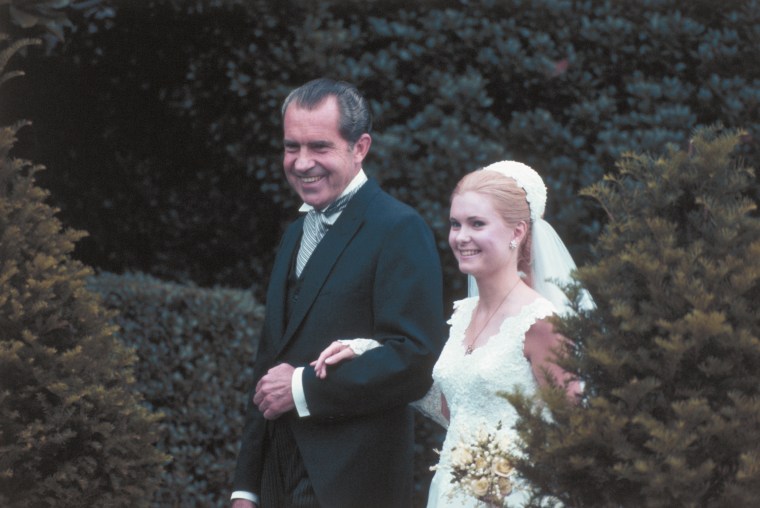 Richard Nixon Escorting Daughter Tricia at Wedding Ceremony