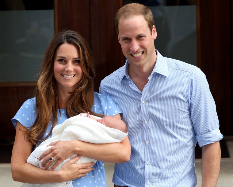 Prince William, Duke of Cambridge and Catherine, Duchess of Cambridge with their newborn son.