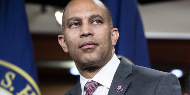 Democratic Caucus Chair Hakeem Jeffries at a news conference in the Capitol Visitor Center