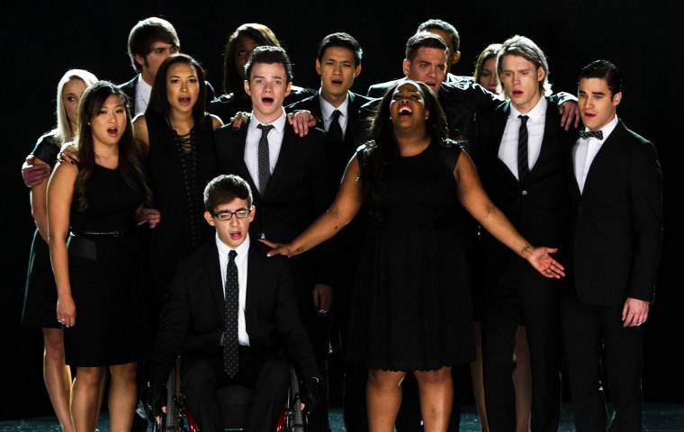 The McKinley High family join together to remember and celebrate the life of Finn Hudson in "The Quarterback" episode of "Glee."
