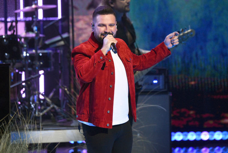 Shay Mooney of music group Dan + Shay onstage at the iHeartRadio Music Awards.