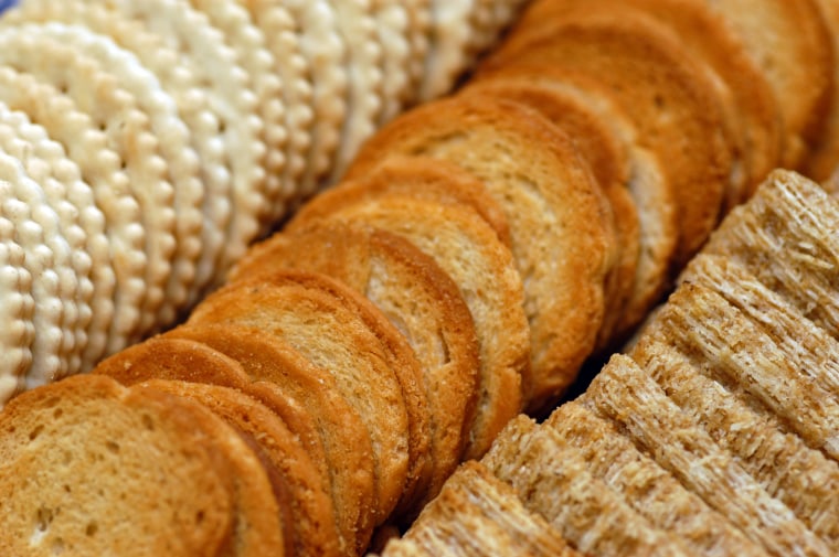 Assorted crackers and Triscuits.