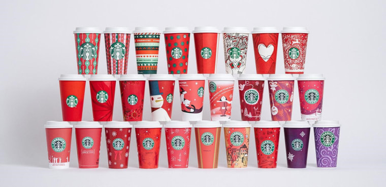 25 years of Starbucks holiday cups.
