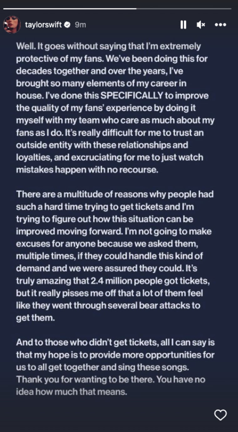 Taylor Swift speaks out after Ticketmaster debacle