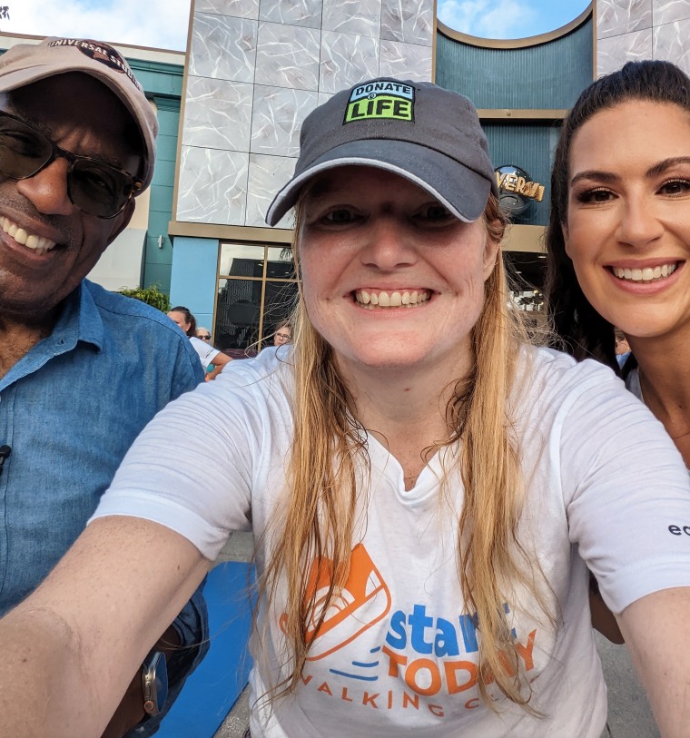 Kathy Augustine with Al Roker and Stephanie Mansour at Universal Studios.
