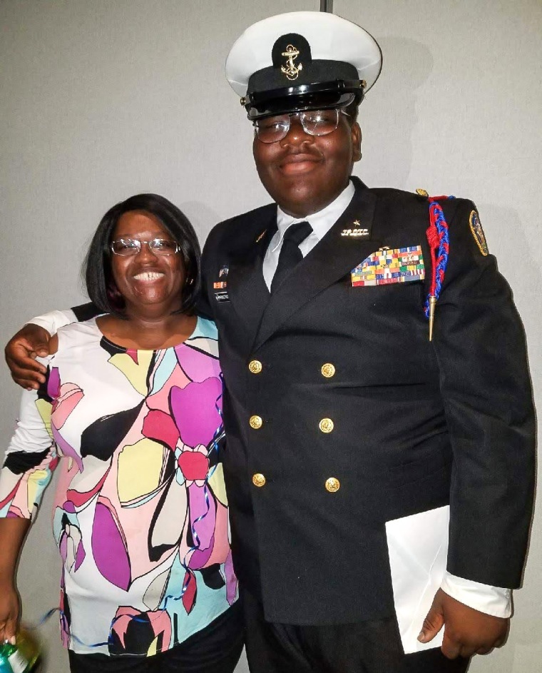 Cameron Armstrong, right, in an undated photo with his mother, Sharon. The 22-year-old U.S. Navy sailor died by suicide on Nov. 5.