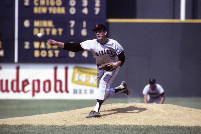 San Francisco Giants pitcher Gaylord Perry during a game against the Cincinnati Reds on June 26, 1966, in Cincinnati.
