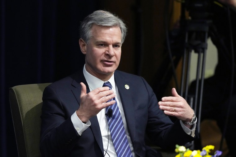 Image: Christopher FBI Director Christopher Wray speaks at the University of Michigan