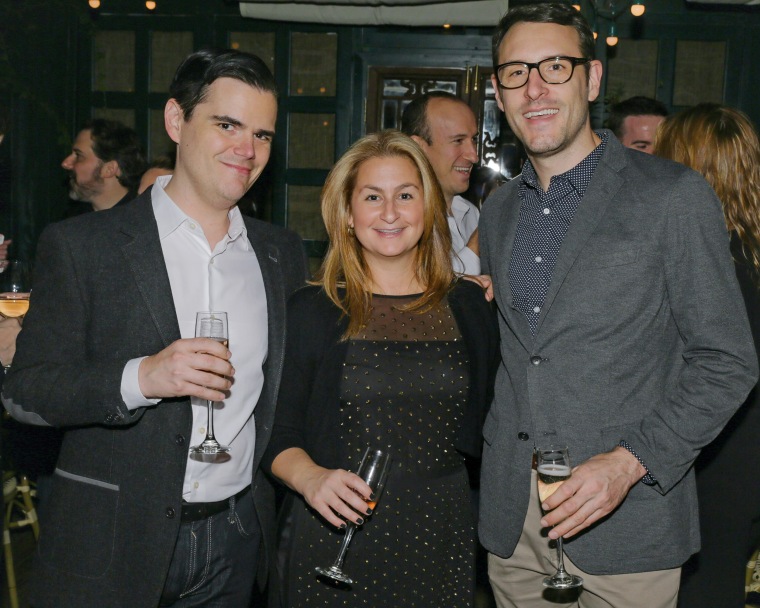 Michael Ausiello, left, Stacey Farish and Kit Cowan at a Deadline Hollywood party in New York in 2013.