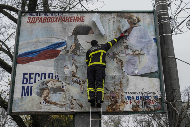 Russian Billboards Removed From Kherson After Ukraine Liberation. 