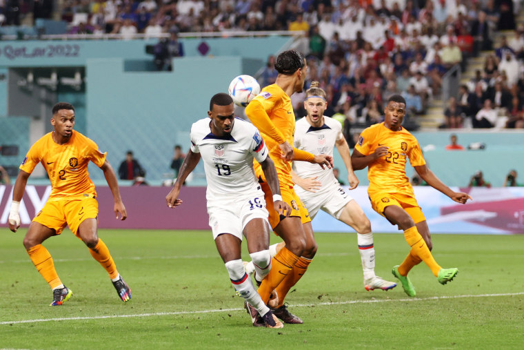 Haji Wright of United States scores the team's first goal during the World Cup