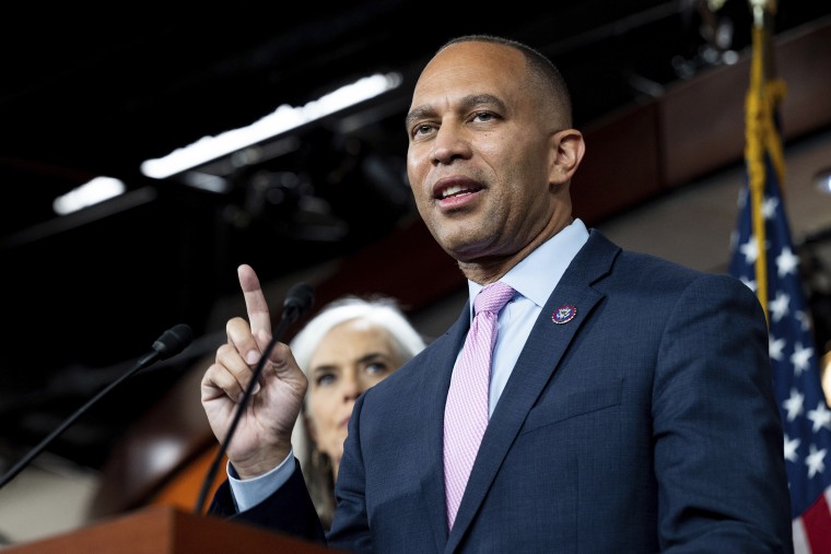 U.S. Representative Hakeem Jeffries (D-NY) speaking at a press conference of the House Democratic Leadership for the 118th Congress. (Photo by Michael Brochstein/Sipa USA)(Sipa via AP Images)