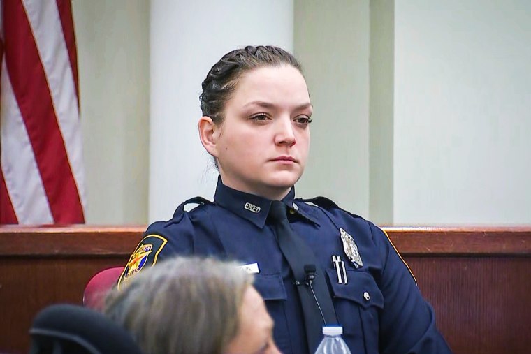 Officer Carol Darch, who was Aaron Dean's partner on the force, has taken the stand at the 396th District Court in Fort Worth on Dec. 6, 2022, in Fort Worth, Texas.