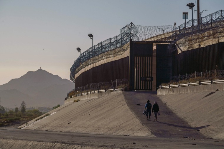 The border wall in El Paso, Texas, as seen from Ciudad Juarez, Mexico. 