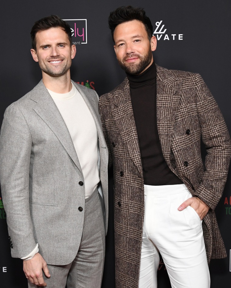 Kyle Dean Massey and Taylor Frey at a screening og "A Christmas To Treasure" in Burbank, Calif.,