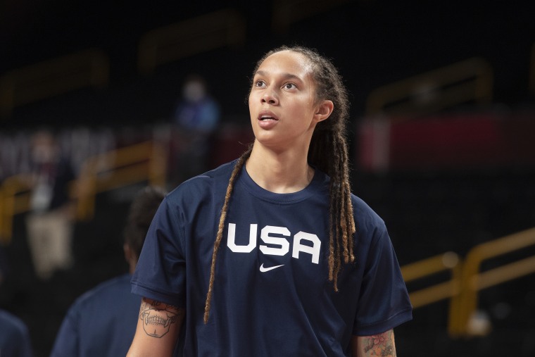 Brittney Griner warms up during the the Tokyo 2020 Summer Olympic Games 