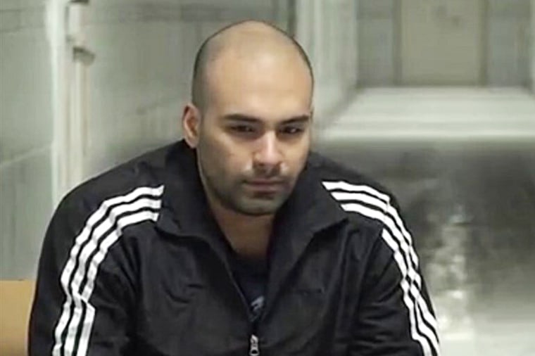 Mohsen Shekari during a taped confession aired by an Iranian news outlet.  