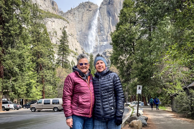 Kim Kelly Stamp (left) with her wife at Yosemite National Park.