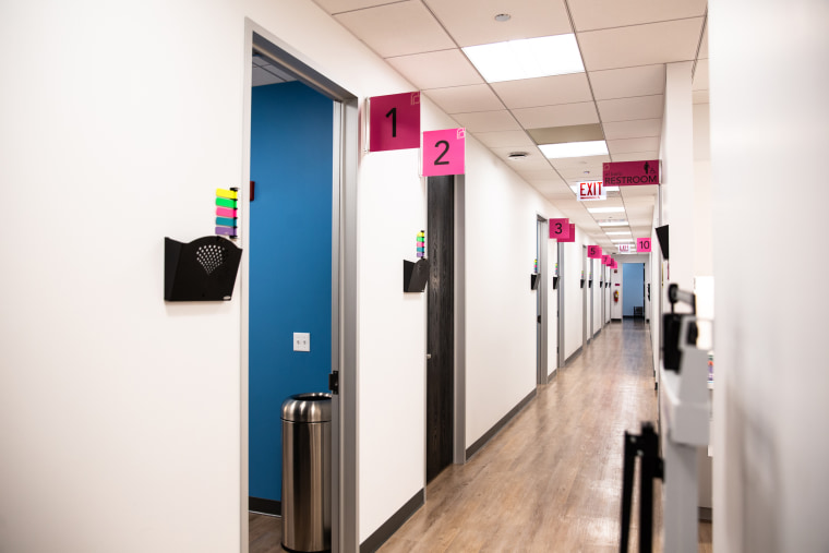 An empty exam room hallway at a Planned Parenthood in Chicago.