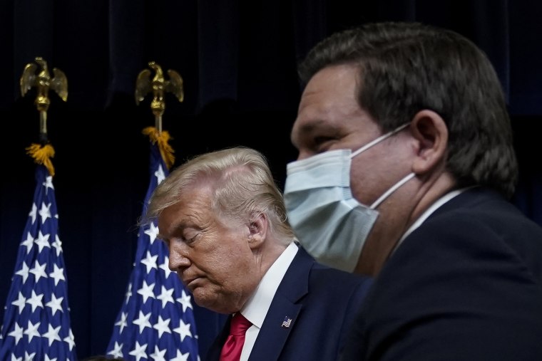 Then-President Donald Trump and Florida Governor Ron DeSantis at the White House on July 24, 2020.
