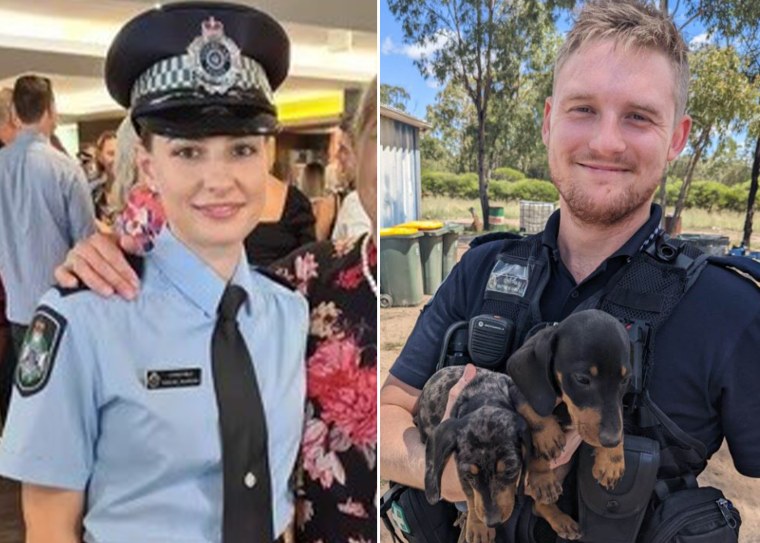 Queensland Police Officers Rachel McCrow and Matthew Arnold.