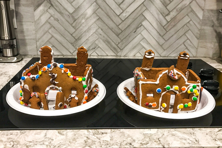 Gingerbread mosques made by the Dewji family, complete with minarets and M&Ms.