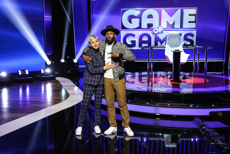 Ellen DeGeneres and Stephen Laurel "tWitch" Boss on "Ellen's Game of Games" in 2018.