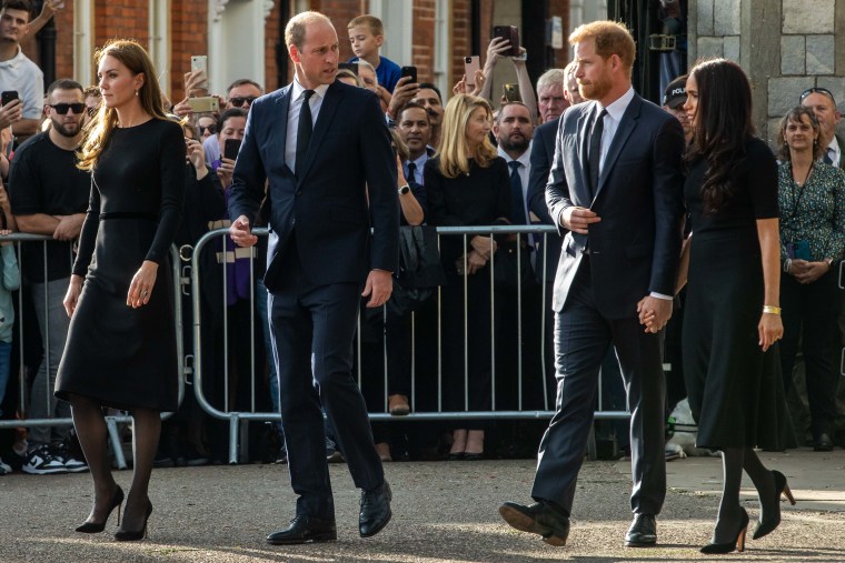 Prince And Princess Of Wales And Duke And Duchess Of Sussex Walkabout Outside Windsor Castle