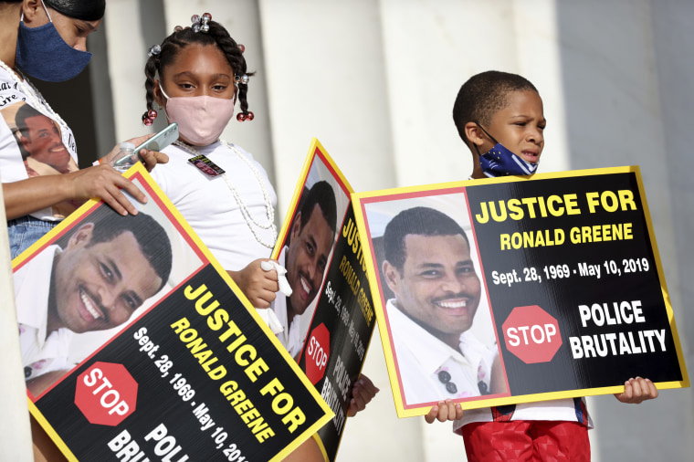 Family members of Ronald Greene  at a demonstration in Washington, D.C., in 2020.